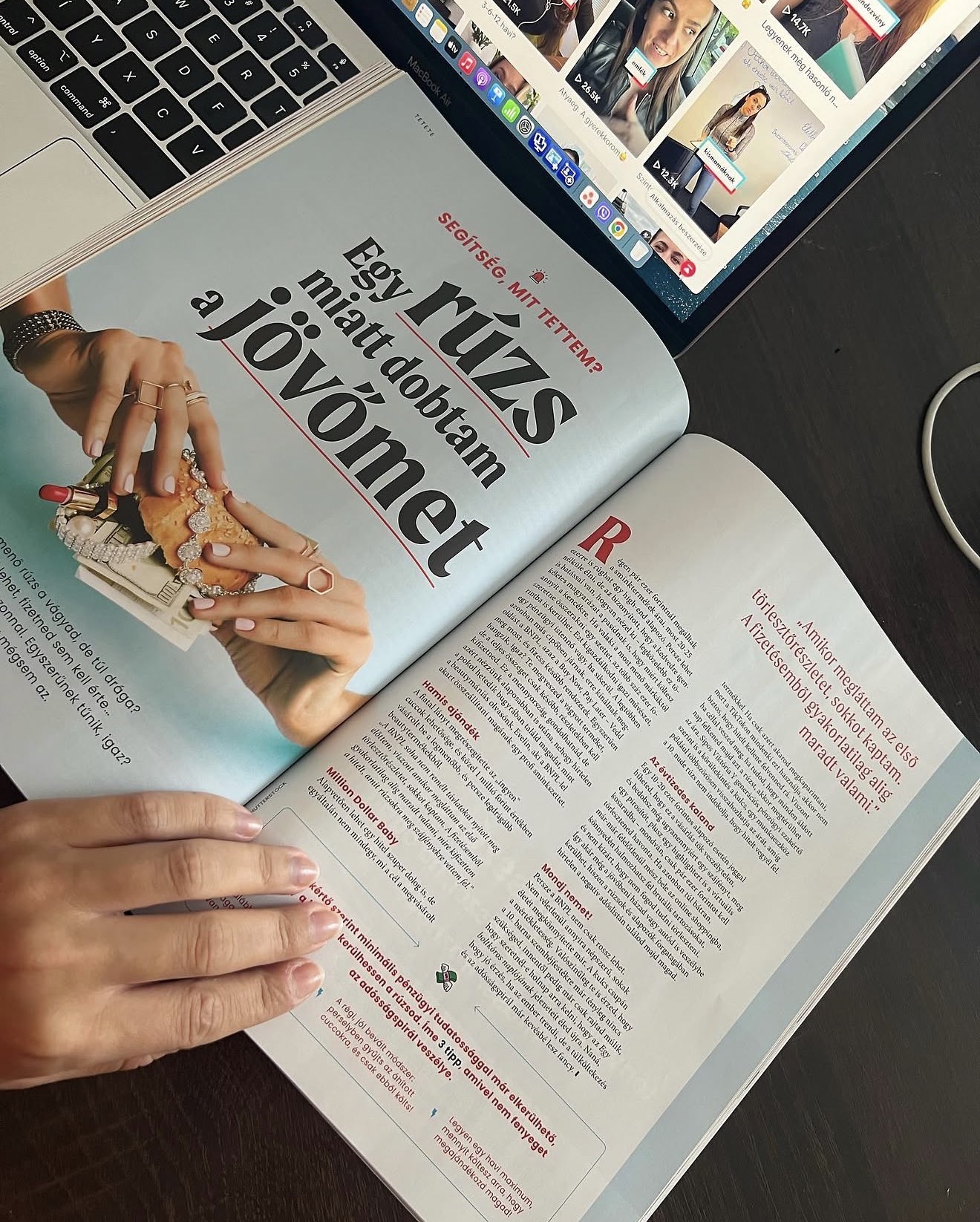 Cosmopolitan magazin pénzügyi témájú szakértői cikkének oldala